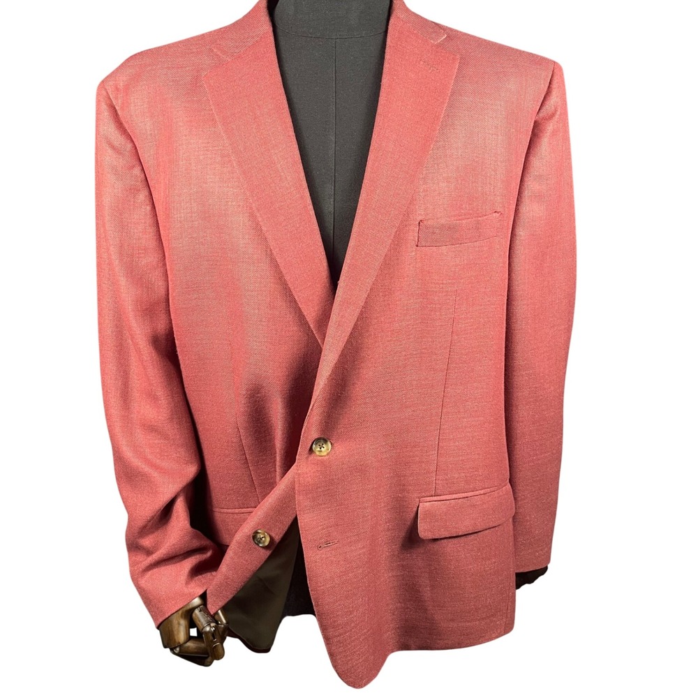Ralph Lauren Blazer Mens 50L Salmon Pink Linen Blend Textured Sport Coat